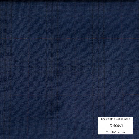 D506/1 Vercelli VII - 95% Wool - Xanh navy caro sọc đỏ